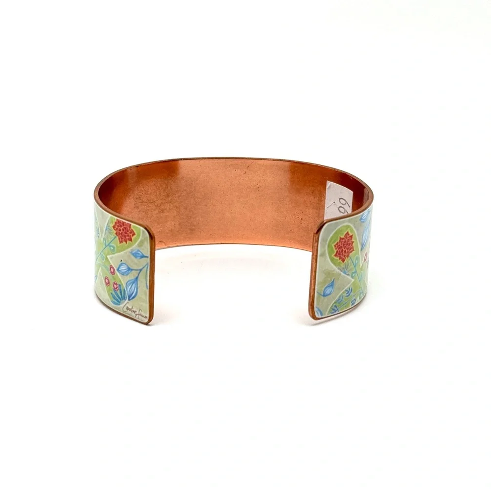 Copper Inspirational Cuff Bracelet Floral Believe